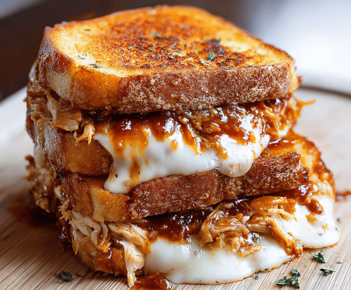 Easy BBQ Chicken Grilled Cheese Sandwich