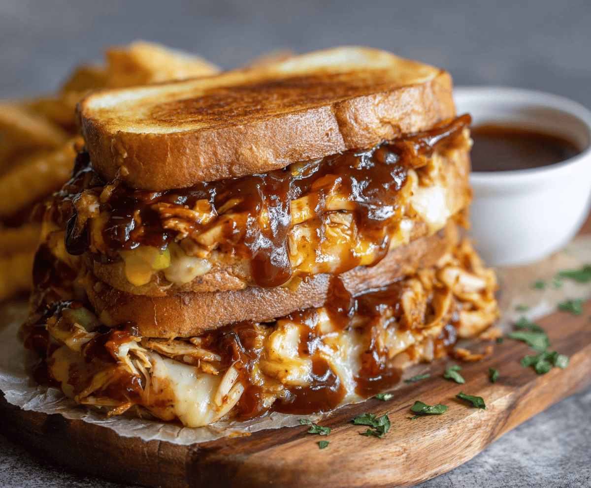 Easy BBQ Chicken Grilled Cheese Sandwich