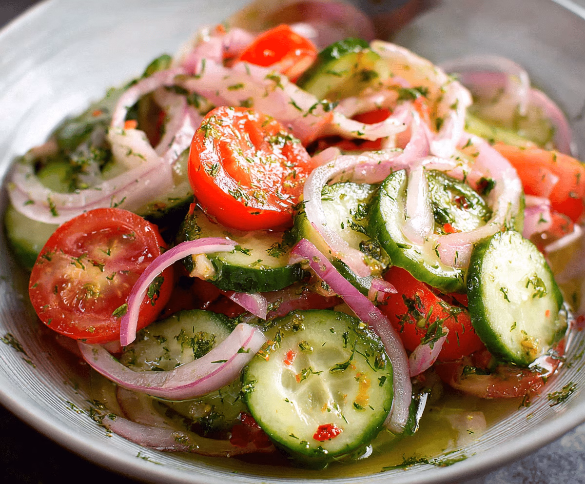 Easy Marinated Cucumber Tomato Onion Salad Recipe
