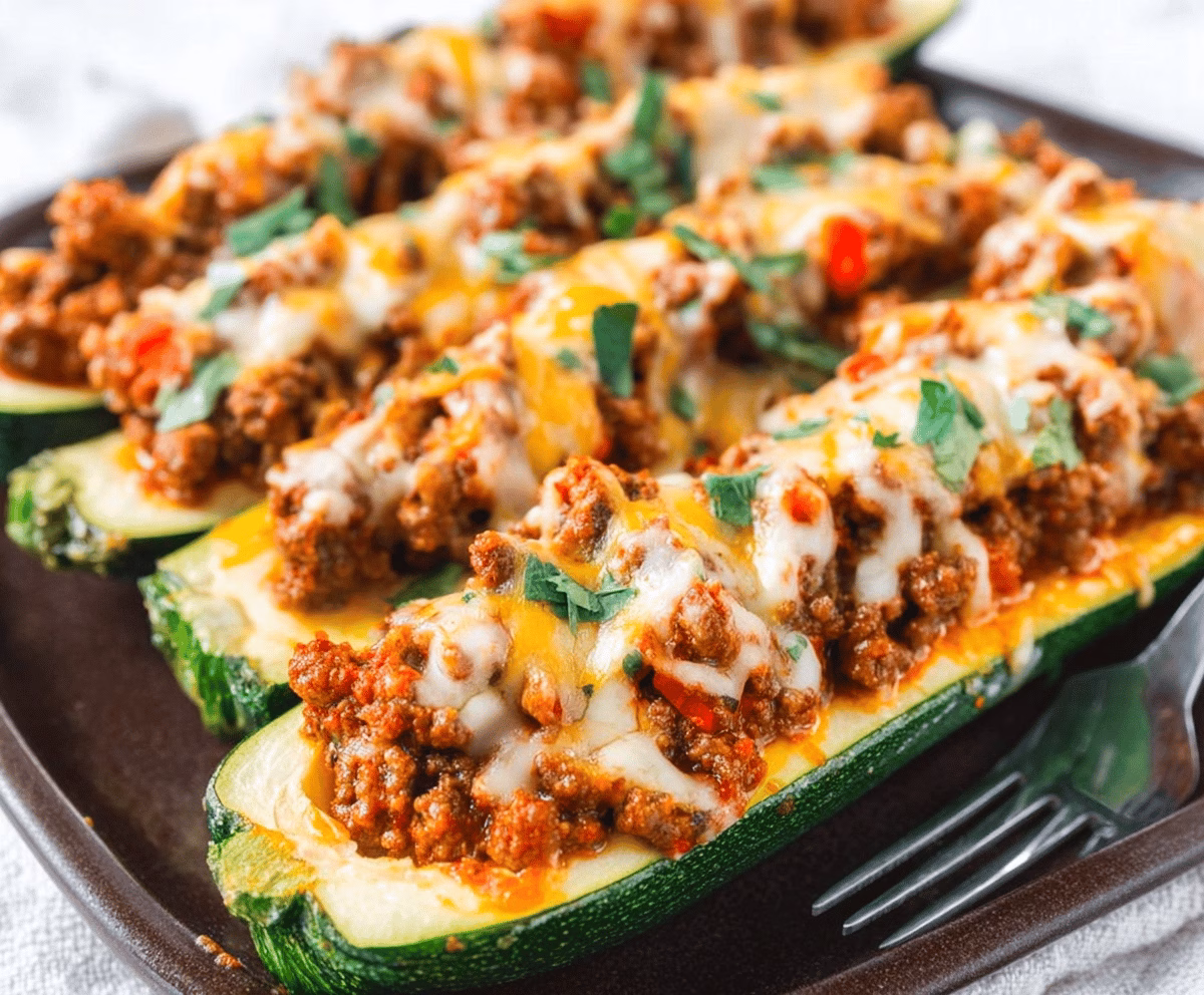 Easy Ground Beef Zucchini Boats Recipe